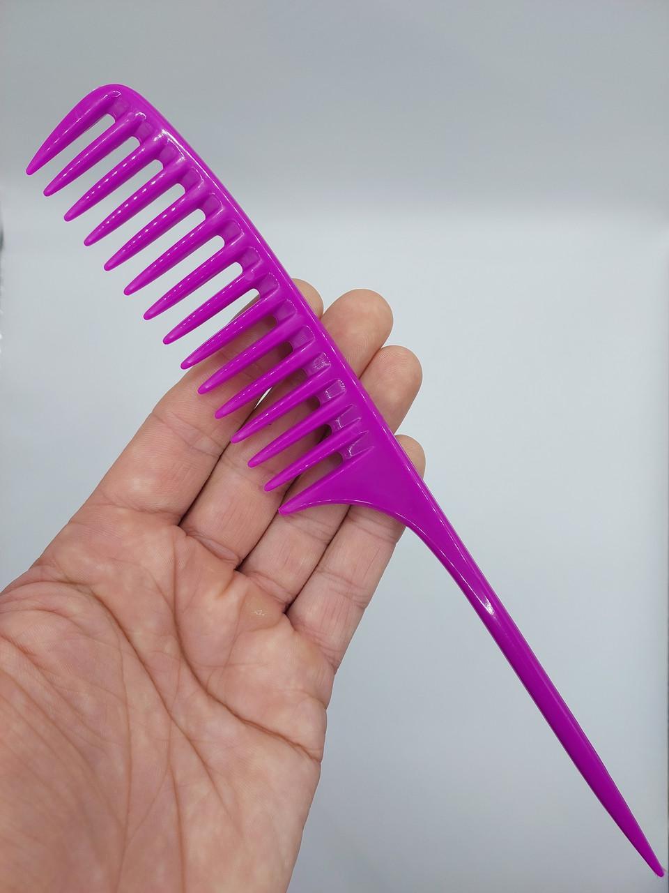Гребінець перукарський для прочісування фарбованого волосся ДенІС professional з хвостиком Бузковий (1453070590) - фото 5