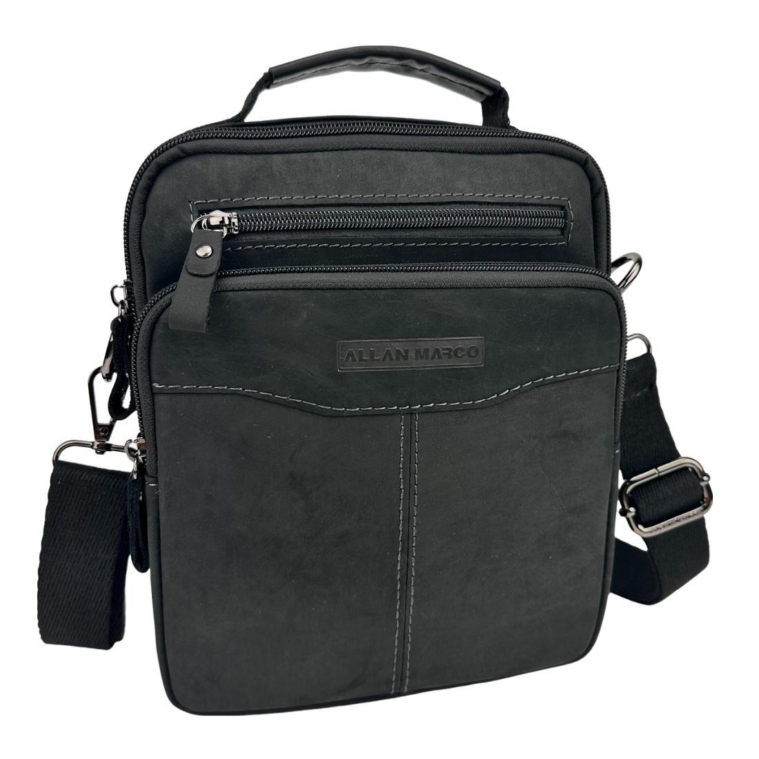 Мужская сумка через плечо Royal Bag RR-9130-1A из натуральной кожи Черный (7878)