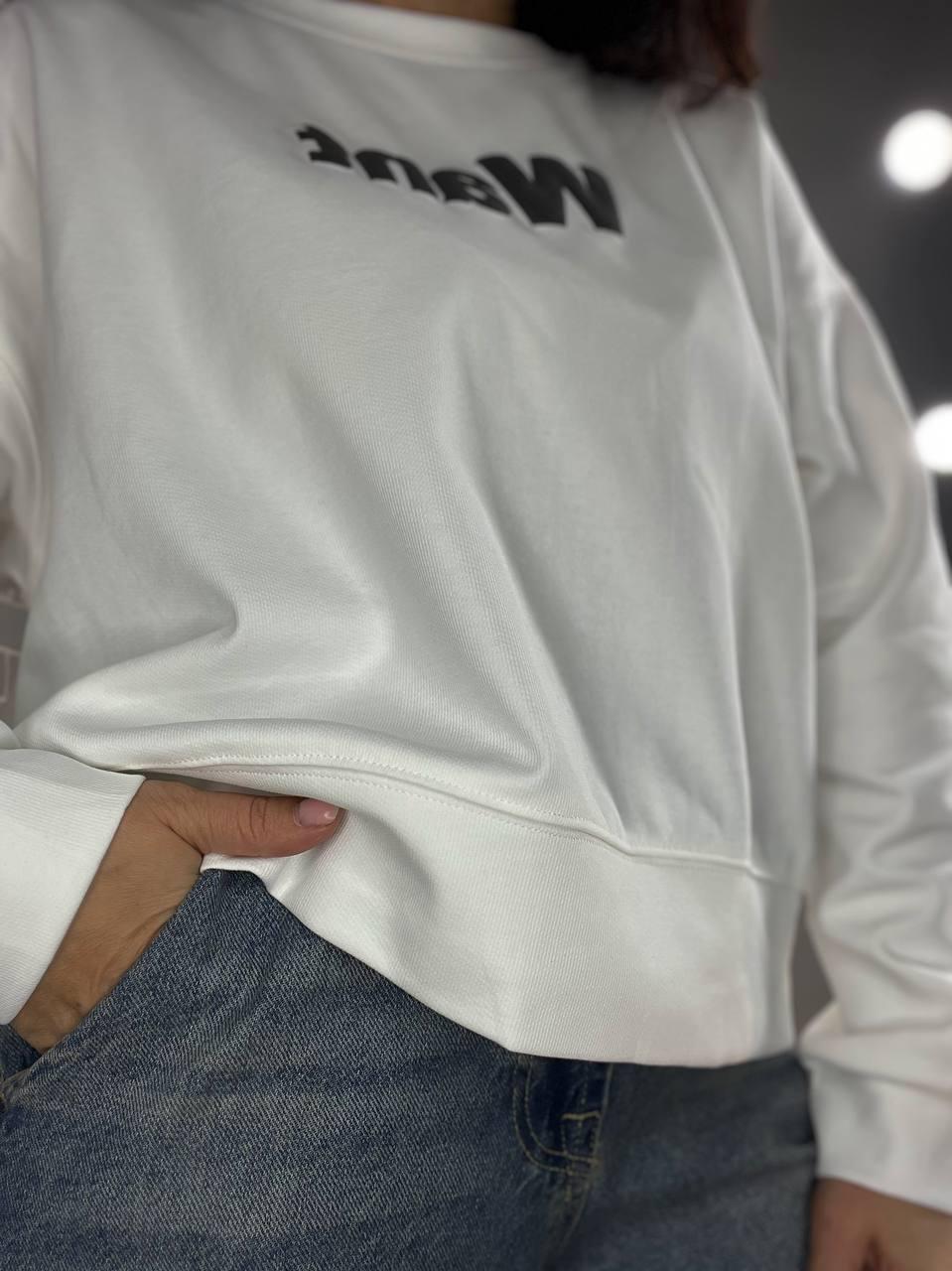 Світшот жіночий U S 293 WANT широкий попереду OS Білий (1512) - фото 7