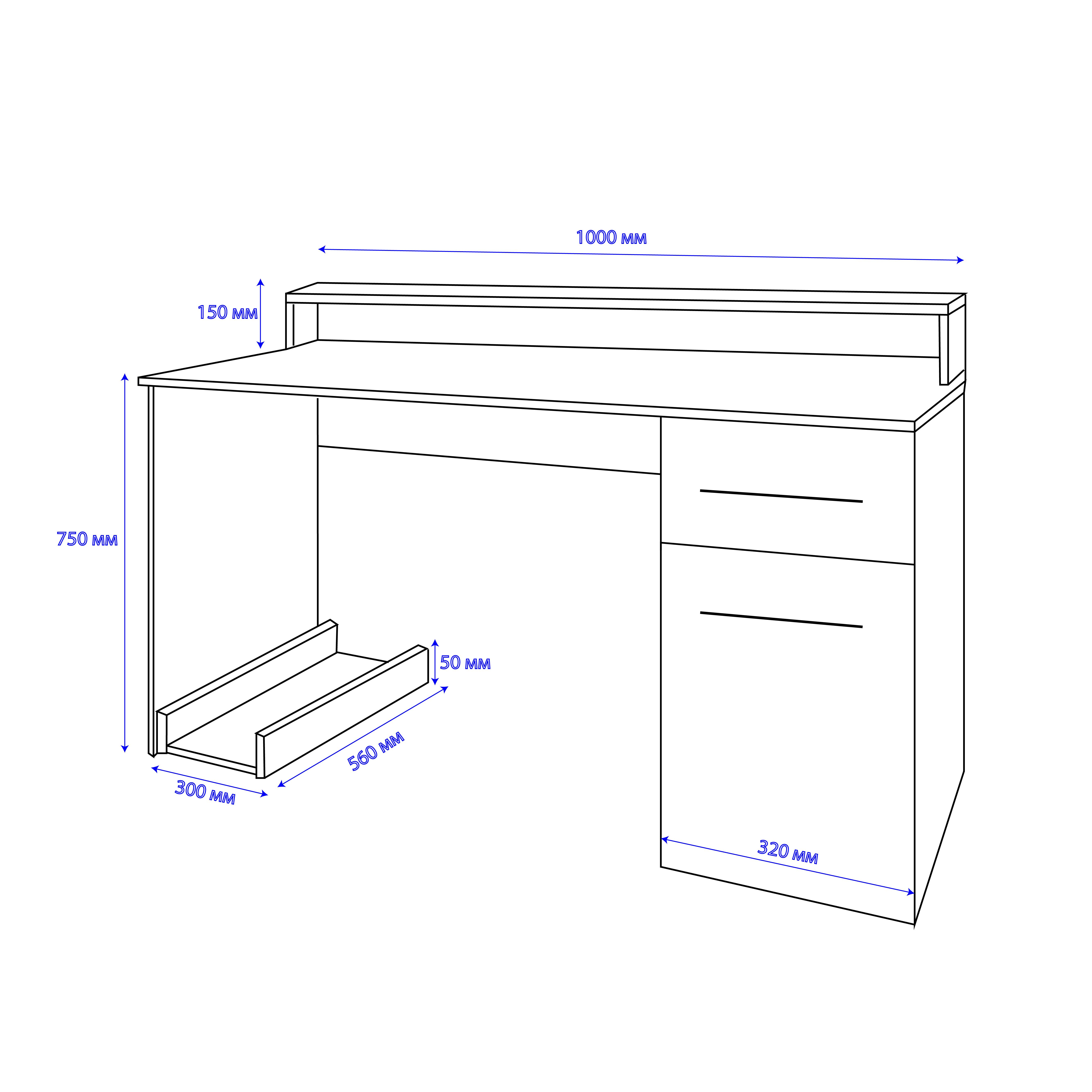 Комп'ютерний стіл Mebellini Комбо NEW 1000х750/900х600 мм Білий (арт.SKEP1000-152) - фото 5 Комп'ютерний стіл Mebellini Комбо NEW 1000х750/900х600 мм Білий (арт.SKEP1000-152) - фото 5