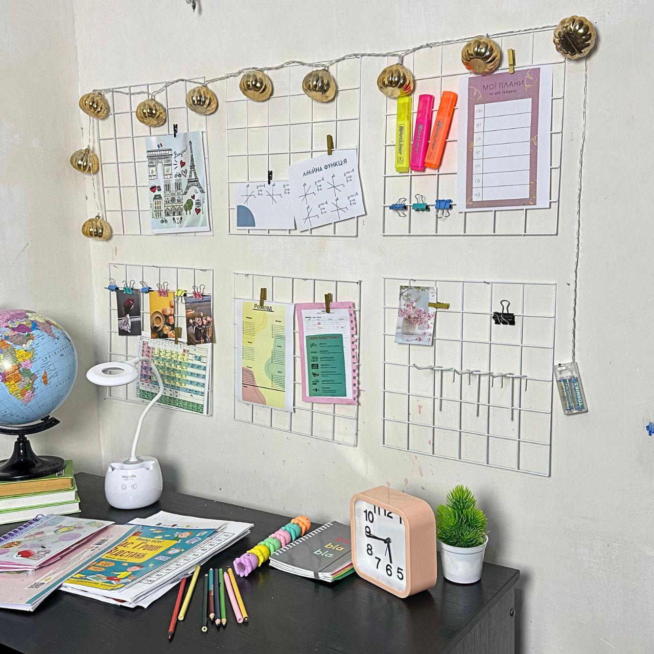 Органайзер настенный для канцелярии и фото 30x30 см 6 шт. Белый