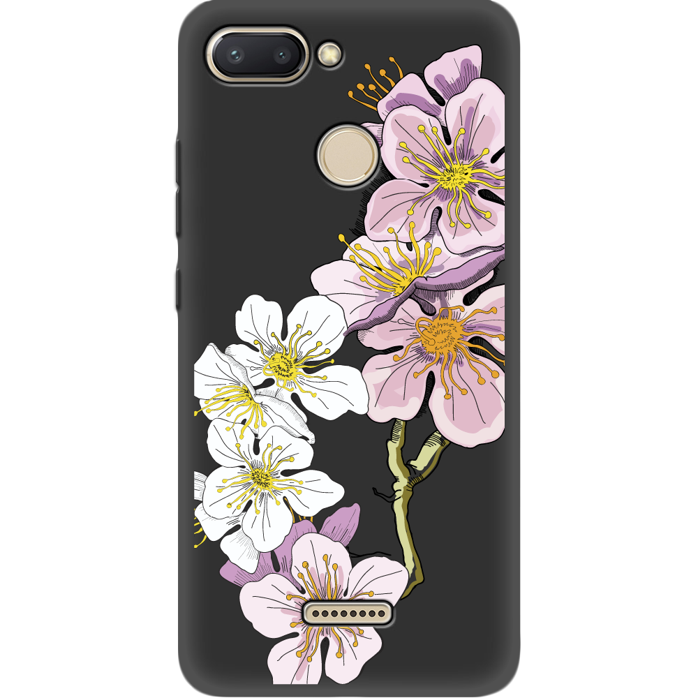 Чехол Boxface Xiaomi Redmi 6 Cherry Blossom Черный силикон (34858-cc4-35124)
