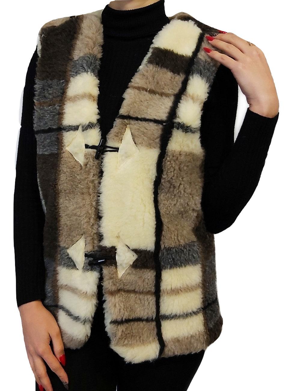 Жилетка из овчины эко-шерсть теплая Клетка р. 54 (358) - фото 2 Жилетка из овчины эко-шерсть теплая Клетка р. 54 (358) - фото 2