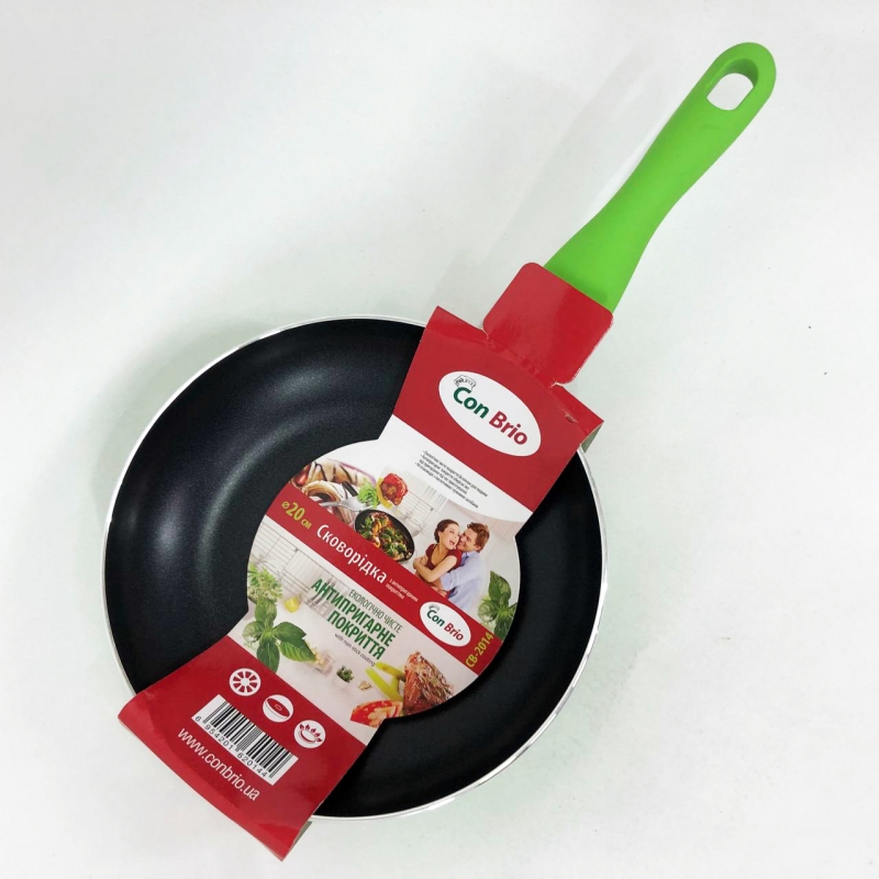 Сковорода Con Brio CB-2014 антипригарное покрытие Pfluon 20 см Green (tf5170) - фото 8 Сковорода Con Brio CB-2014 антипригарное покрытие Pfluon 20 см Green (tf5170) - фото 8