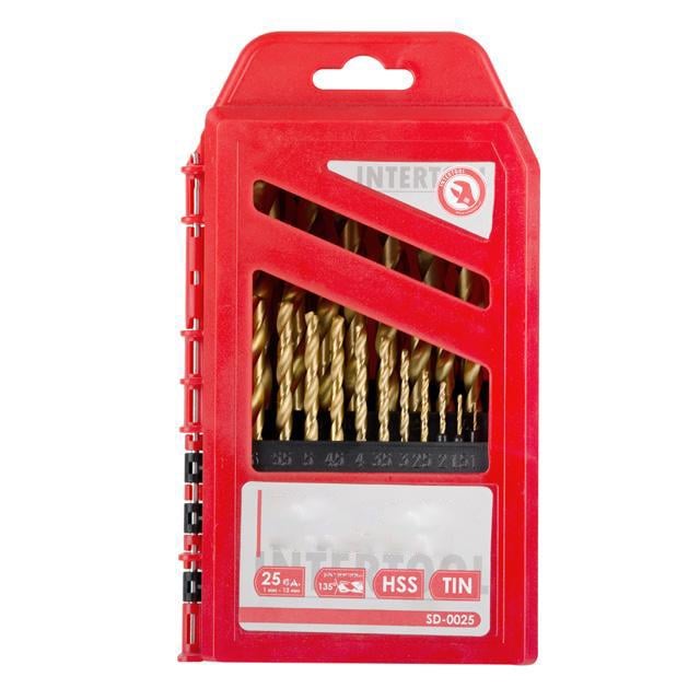Набор сверл по металлу Intertool покрытие Ti DIN338 HSS 1,0-13,0 25 шт. (000028195)