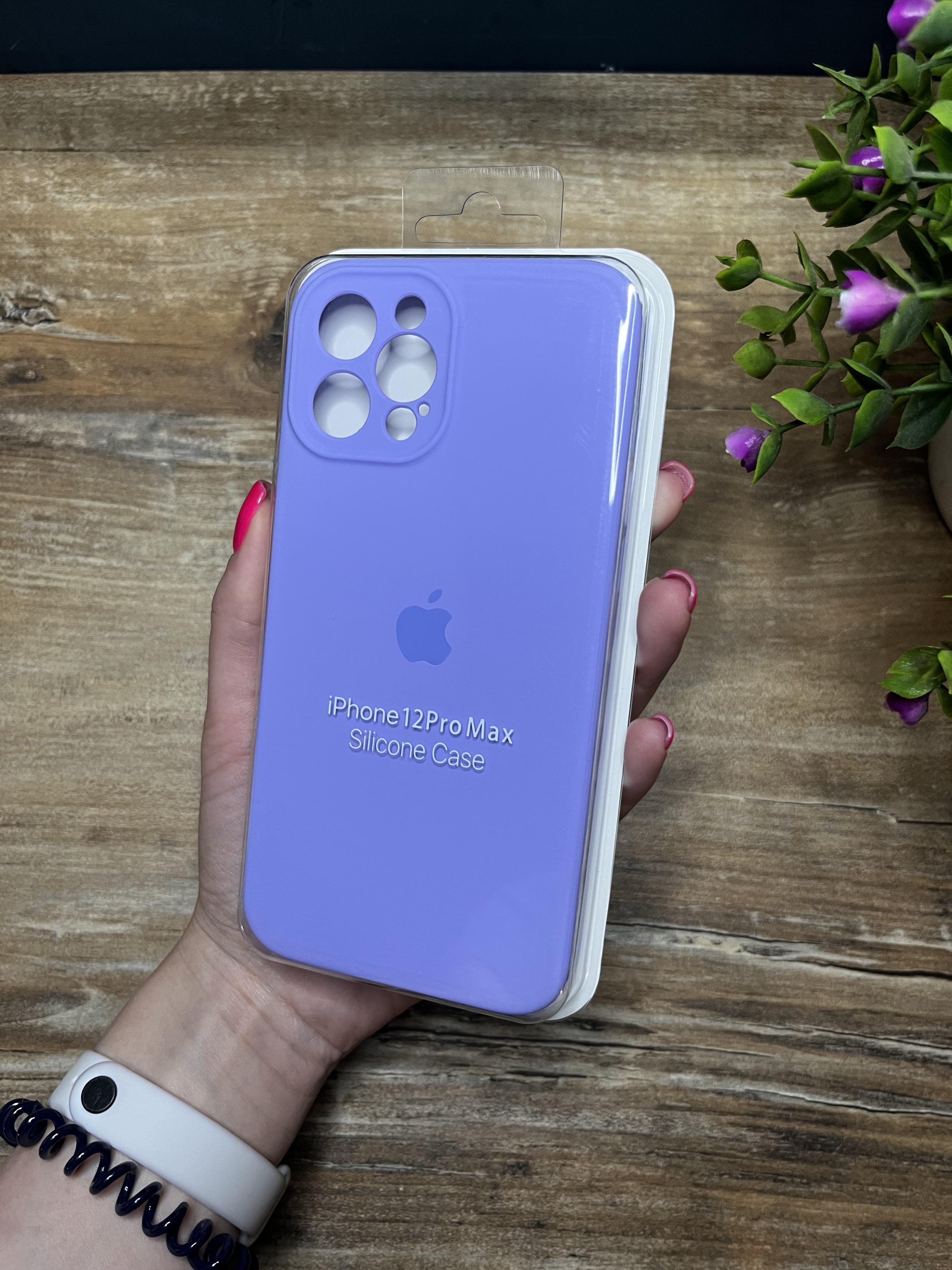 Чехол накладка на iPhone (Айфон) 12 Pro Max квадратные борта silicone case full camera Apple