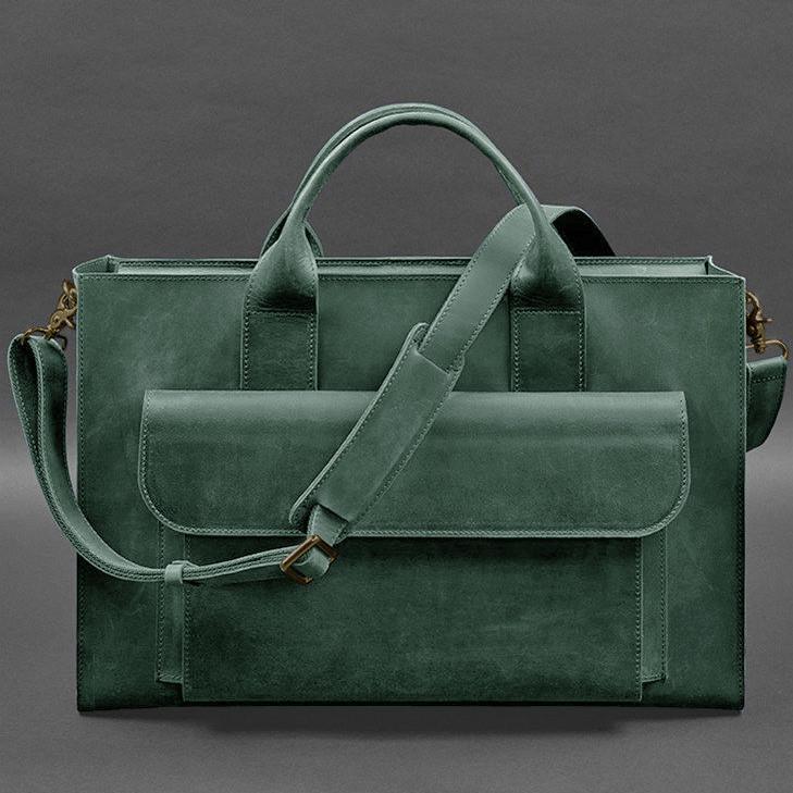 Сумка кожаная для ноутбука и документов универсальная Crazy Horse Зеленый (A-028197) - фото 6 Сумка кожаная для ноутбука и документов универсальная Crazy Horse Зеленый (A-028197) - фото 6