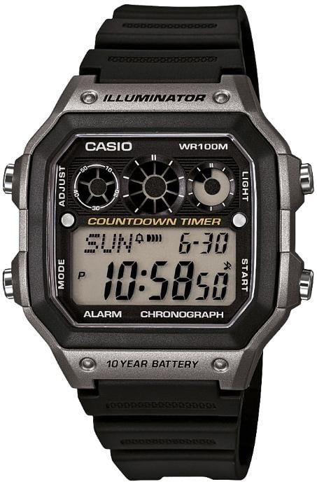 Часы мужские Casio AE-1300WH-8A мировое время серый циферблат Часы мужские Casio AE-1300WH-8A мировое время серый циферблат