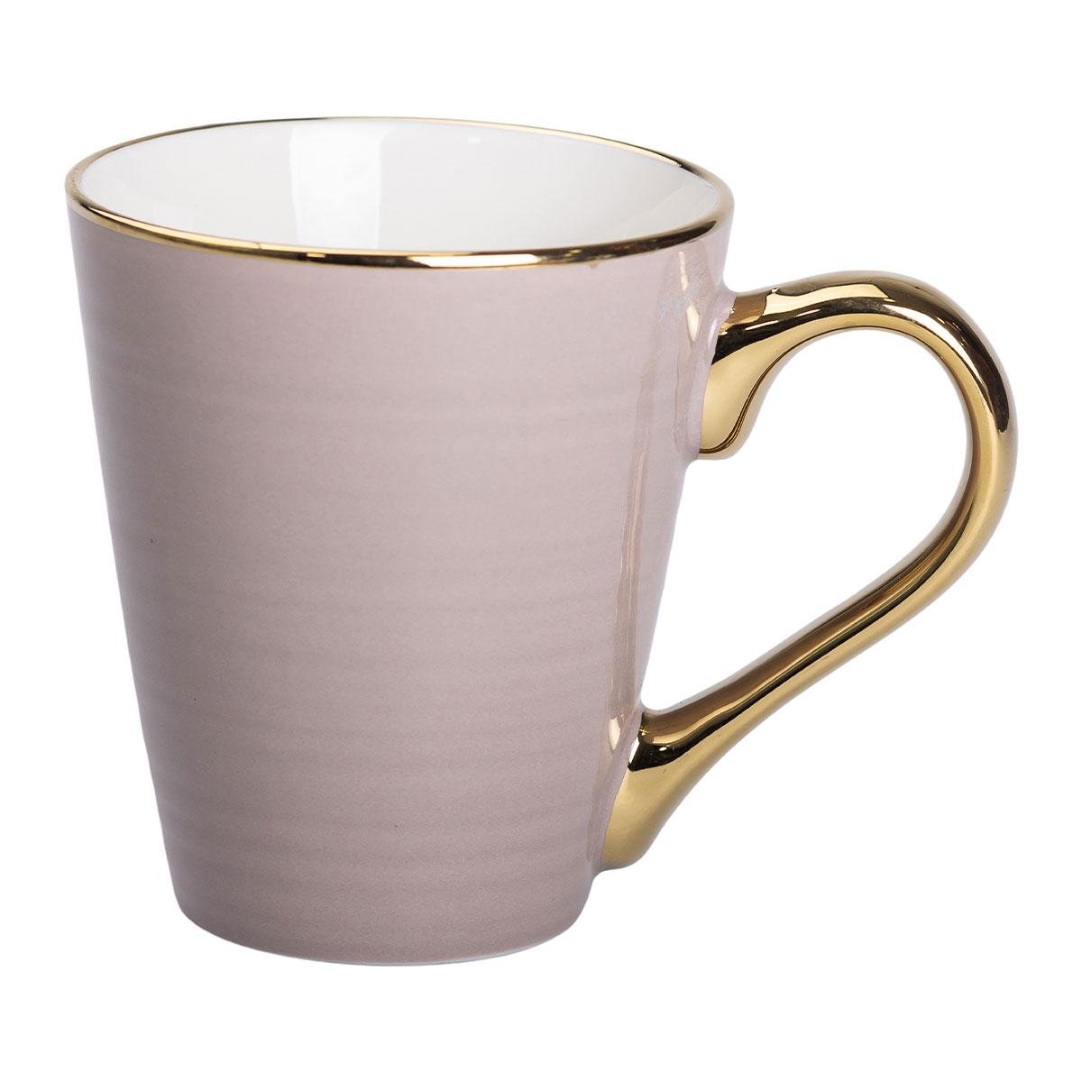 Чашка керамическая Light House с золотым ободком и позолоченной ручкой 320 мл Кремовый (LG-20173)