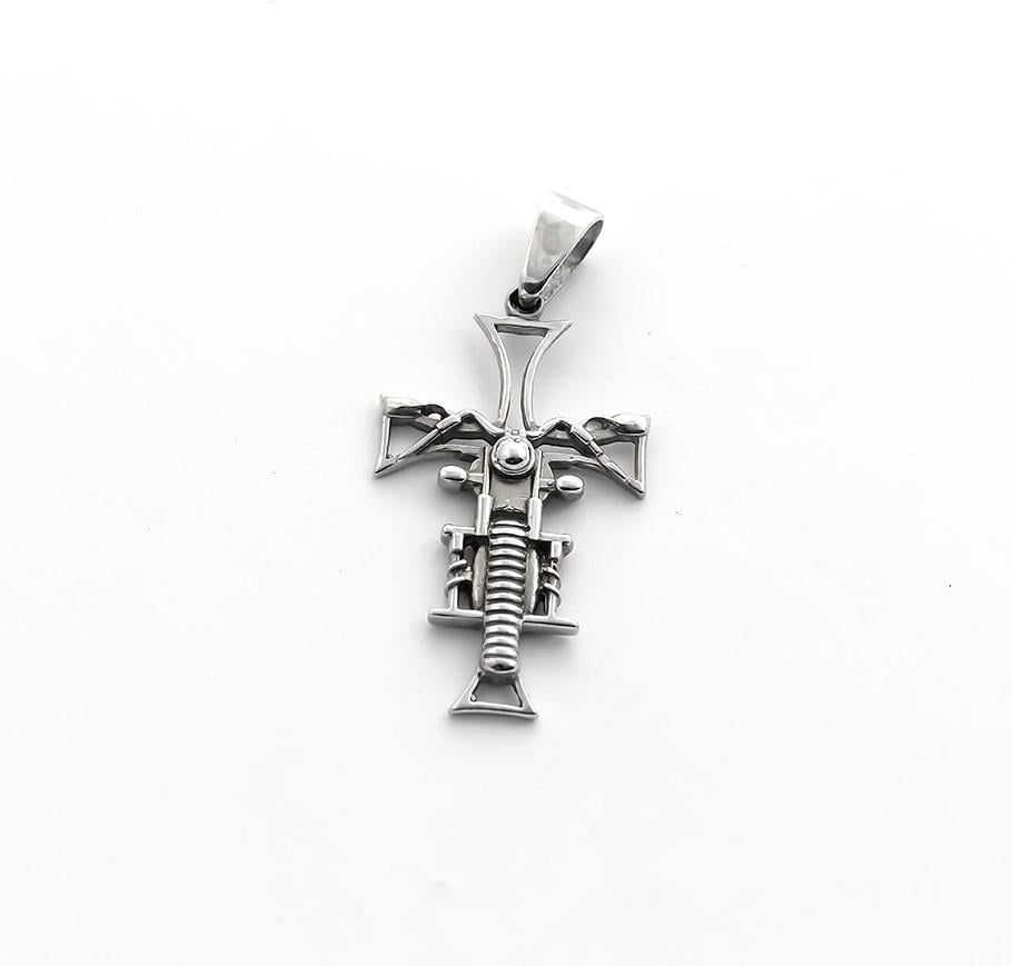Кулон крест в форме мотоцикла Maxi Silver 7510 (87510)