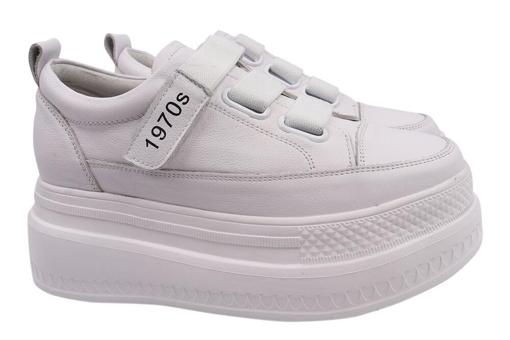 Кеды женские Farinni из кожи на платформе на шнуровке Белый (143-21DTCPF 39)