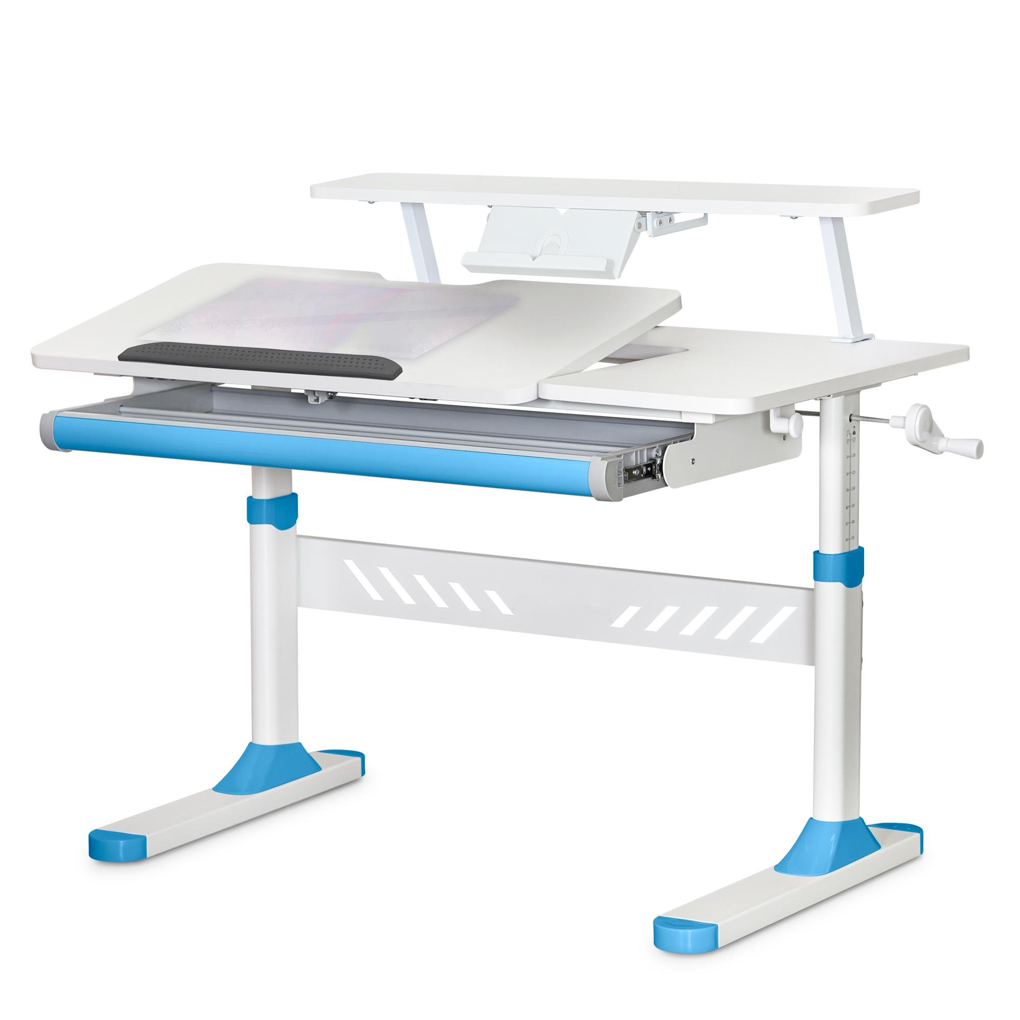 Парта трансформер школьная эргономичная Evo-kids TH-310 W/BL с полкой Синий