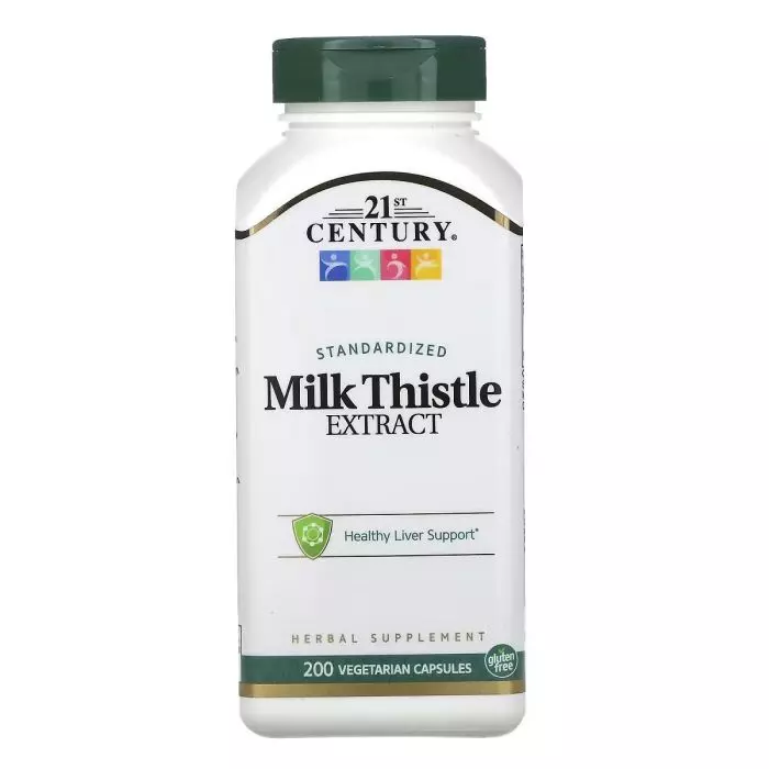 Расторопша стандартизированный экстракт 21st Century Standardized Milk Thistle Extract 200 вегетарианских капсул (CEN22907)