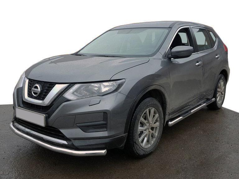 Передняя защита ST008 CAN для Nissan X-trail T32/Rogue 2014-2021 гг. нержавеющая сталь Хром