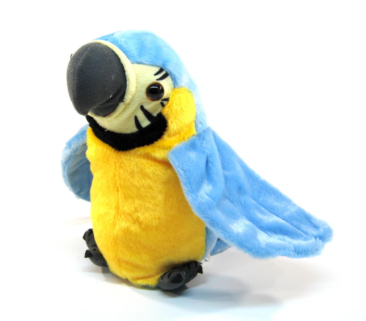 Попугай-повторюшка мягкий 21 см Голубой