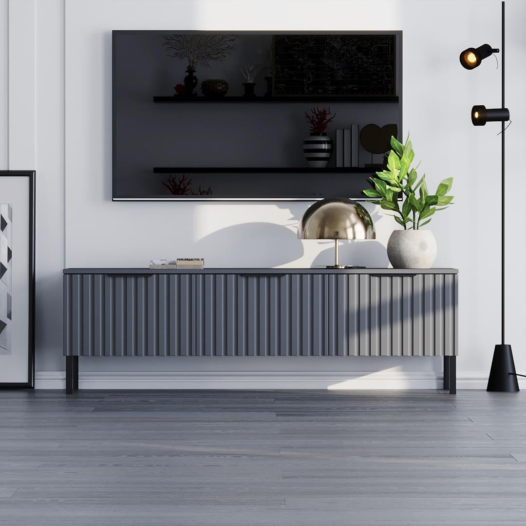 Тумба ТВ DiPortes Саванна РЕТРО К-507 МДФ 150/46/35 см Антрацит/Графіт (01323)
