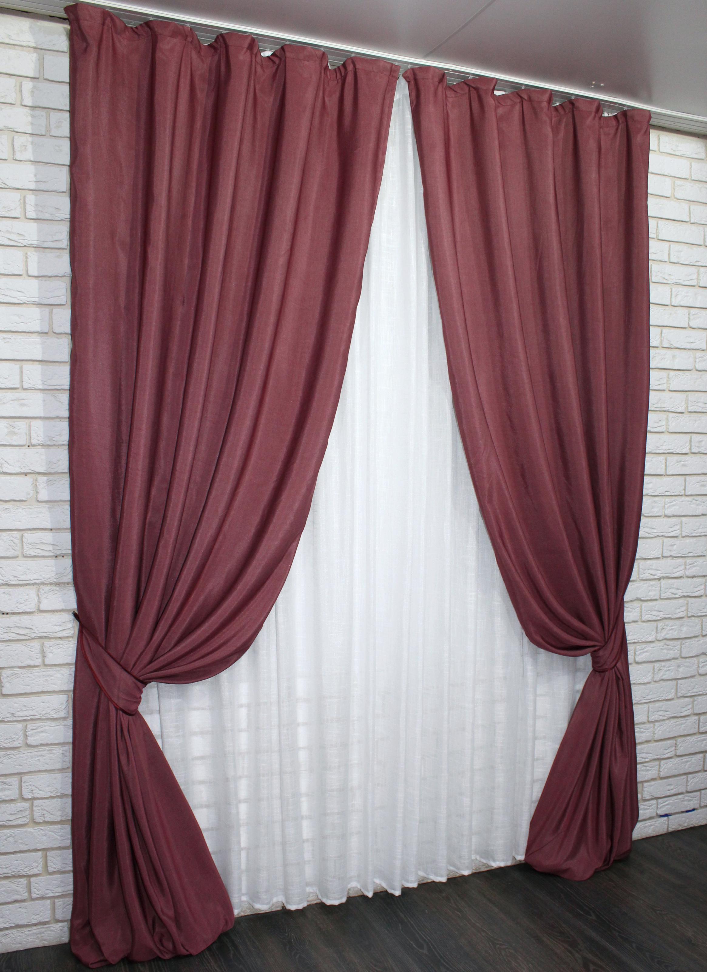 Комплект штор VR-Textil Ибица № 759ш жаккард 100х285 см 2 шт. Темный марсала (31-170)