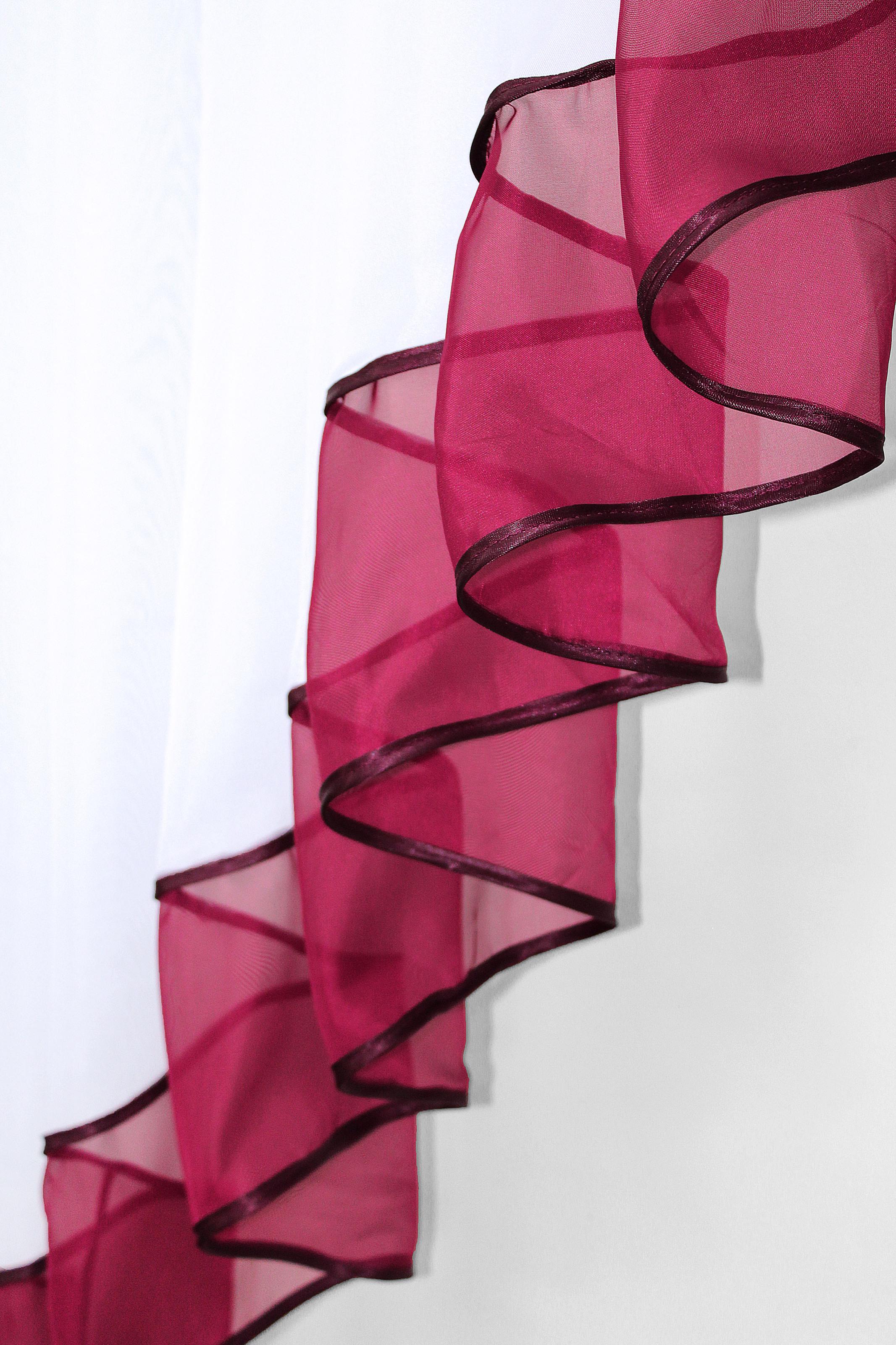 Фіранка кухонна VR-Textil № 023к 150х150 см Білий/Бордовий (50-525) - фото 5