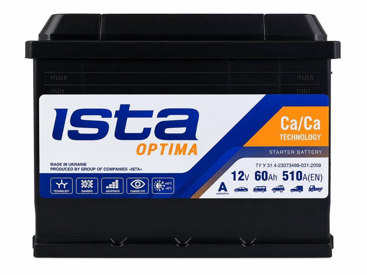Аккумулятор автомобильный Ista 60 Ah 510A R+ 12V (3176400150) Аккумулятор автомобильный Ista 60 Ah 510A R+ 12V (3176400150)
