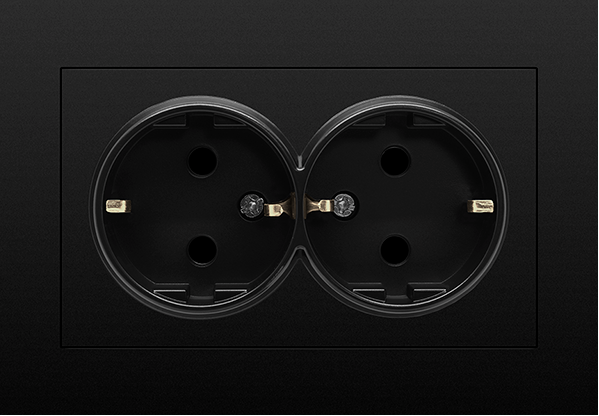 Розетка двухместная MARSHEL IDEAL RS16-480 с заземлением Black