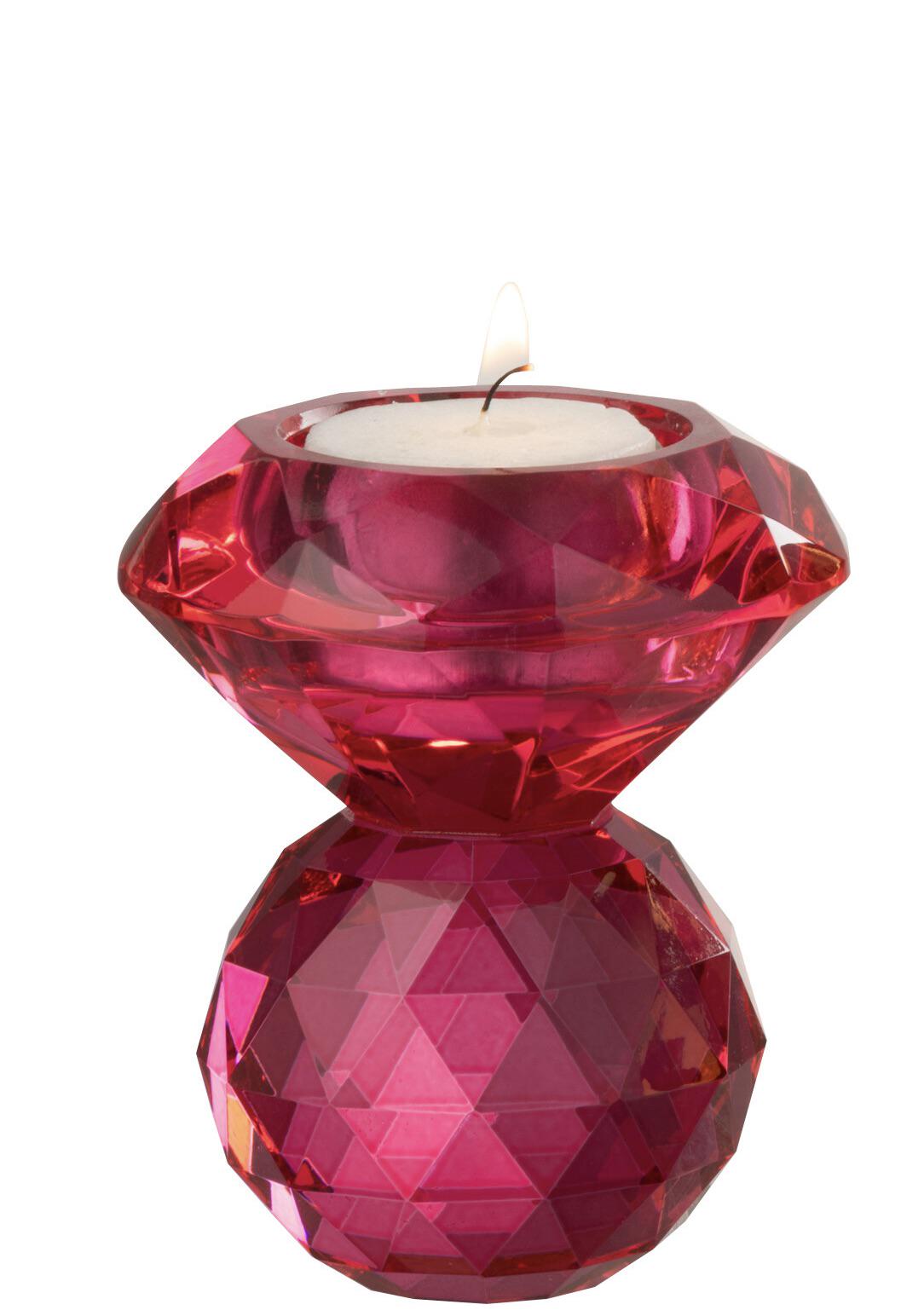 Свічник J-LINE скляний 10 см Червоний (3247)