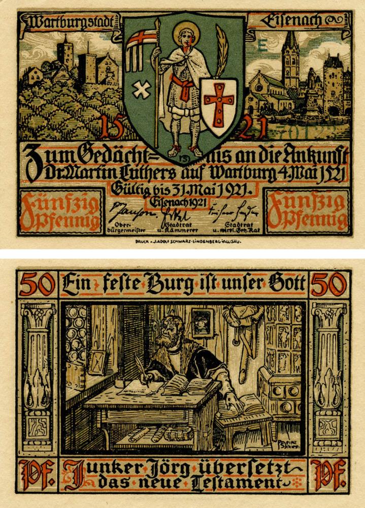 Коллекционная банкнота Германия Нотгельд 50 пфеннигов 1921 F-VF Айзенах Разновидность 5 (Б18815) Коллекционная банкнота Германия Нотгельд 50 пфеннигов 1921 F-VF Айзенах Разновидность 5 (Б18815)