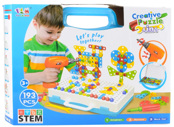 Конструктор-мозаика Сreative Pazzle с шуруповертом 193 детали (1273332721)