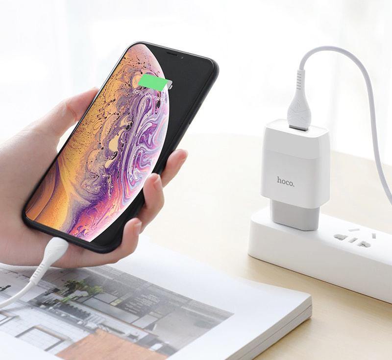 Пристрій зарядний Hoco C72A 2,1A кабель Lightning White (36596) - фото 7 Пристрій зарядний Hoco C72A 2,1A кабель Lightning White (36596) - фото 7