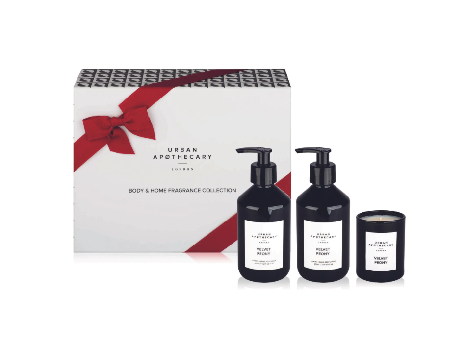 Набор Urban Apothecary Velvet Peony Body & Home Collection - гель для душа/лосьон 300 мл/свеча 70 г
