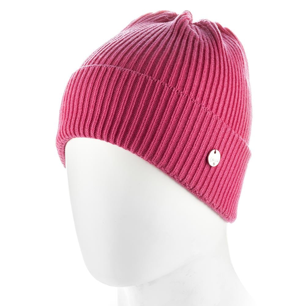 Шапка женская из вискозы Atrics WH897 Луковица с отворотом одинарной вязки Фуксия