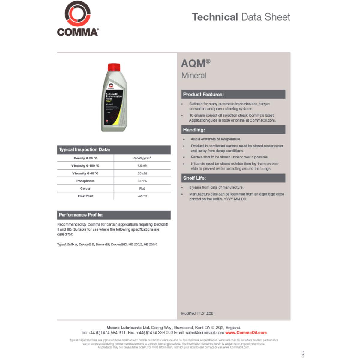 Трансмісійне масло автомобільне COMMA AQM AUTO TRANS FLUID 5 л (ATM5L) - фото 2