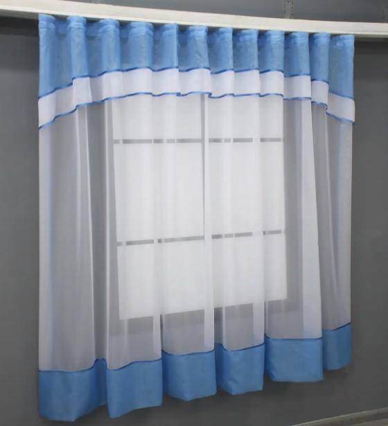 Фіранка кухонна 280х170 см Блакитний/Білий (110к) - фото 3 Фіранка кухонна 280х170 см Блакитний/Білий (110к) - фото 3
