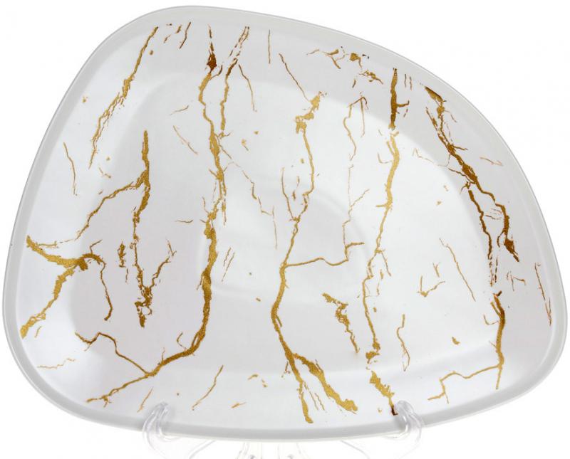 Блюдо фарфоровое Мраморная Роскошь 30,5х24х2 см Белый/Золотой (BD-805-705)