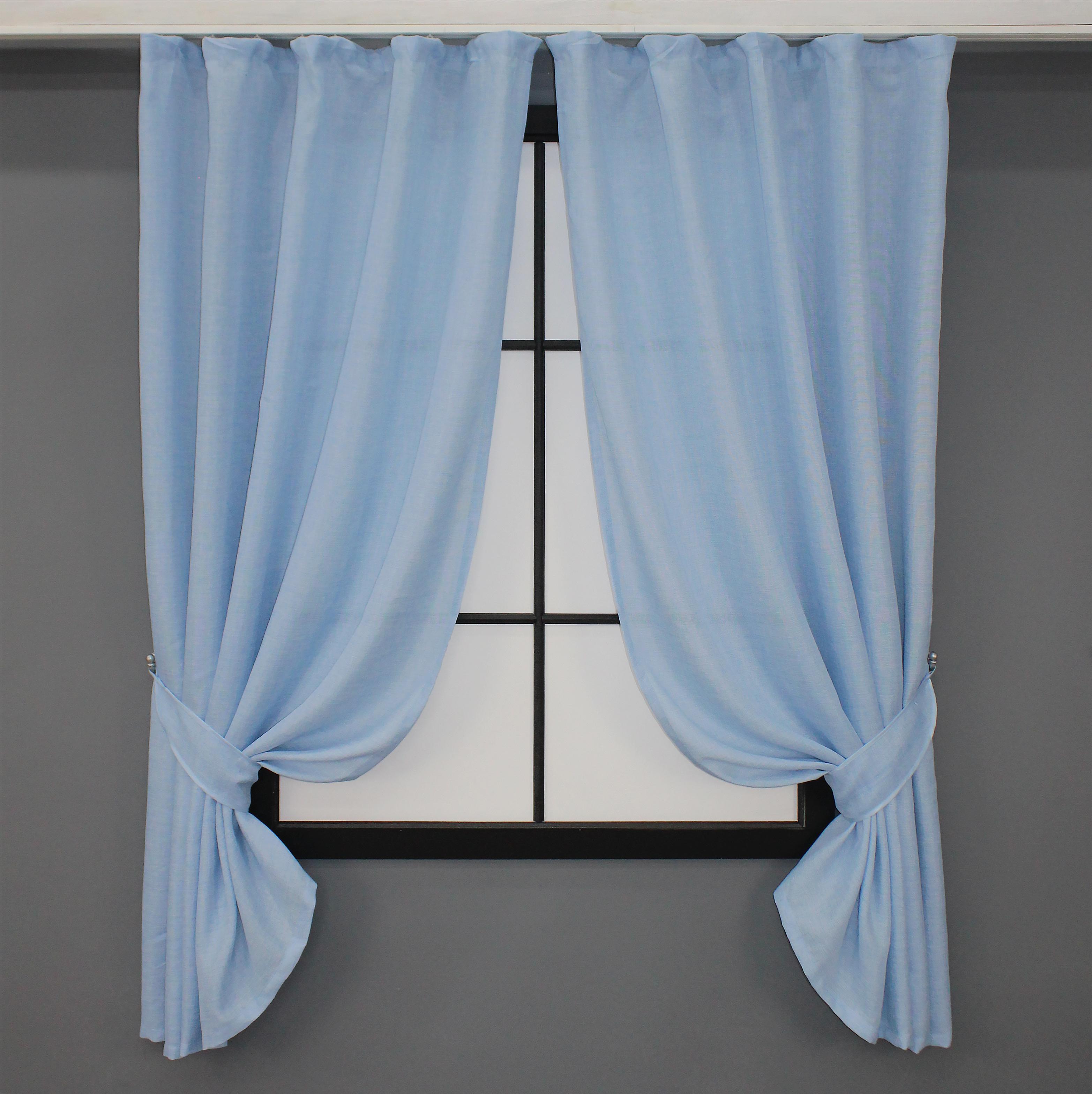 Комплект коротких штор VR-Textil Лен Мешковина № 1055ш 130х170 см 2 шт. Голубой (35-0038)