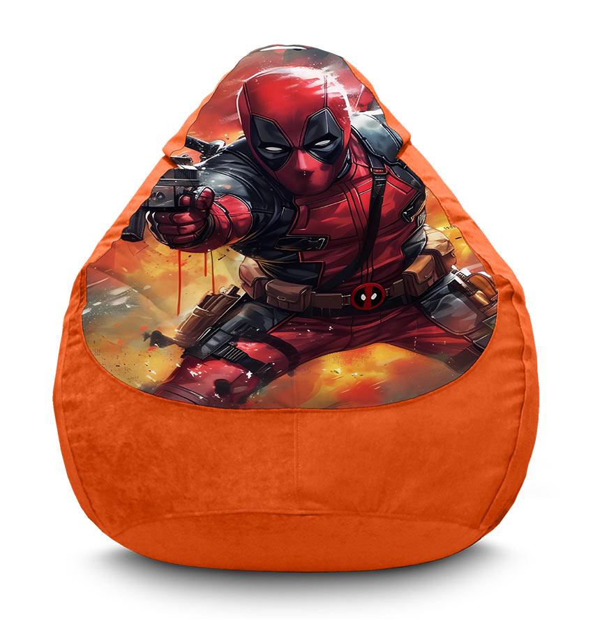 Кресло-мешок iPuff Deadpool with a gun Art флок XXL 90х125 см Оранжевый (113918-1)