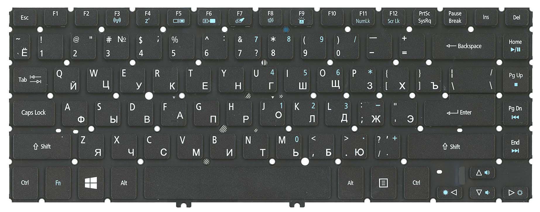 Клавиатура для ноутбука Acer Aspire V5-471 с подсветкой Light No Frame Black