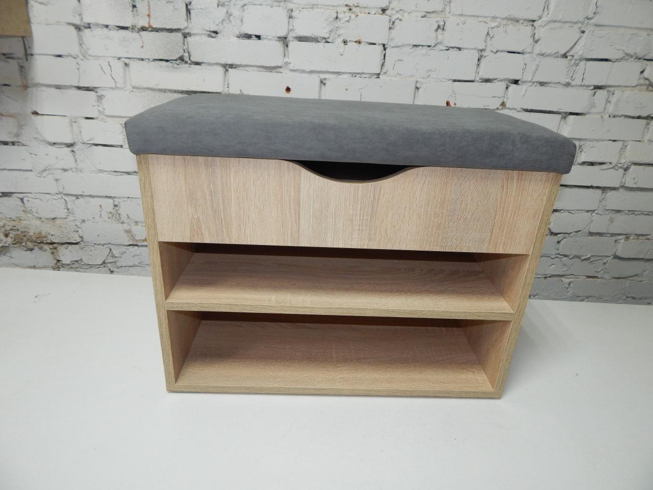 Тумба для обуви ДСП/ткань 30х50х45 см Дубсонома светлый/Серый