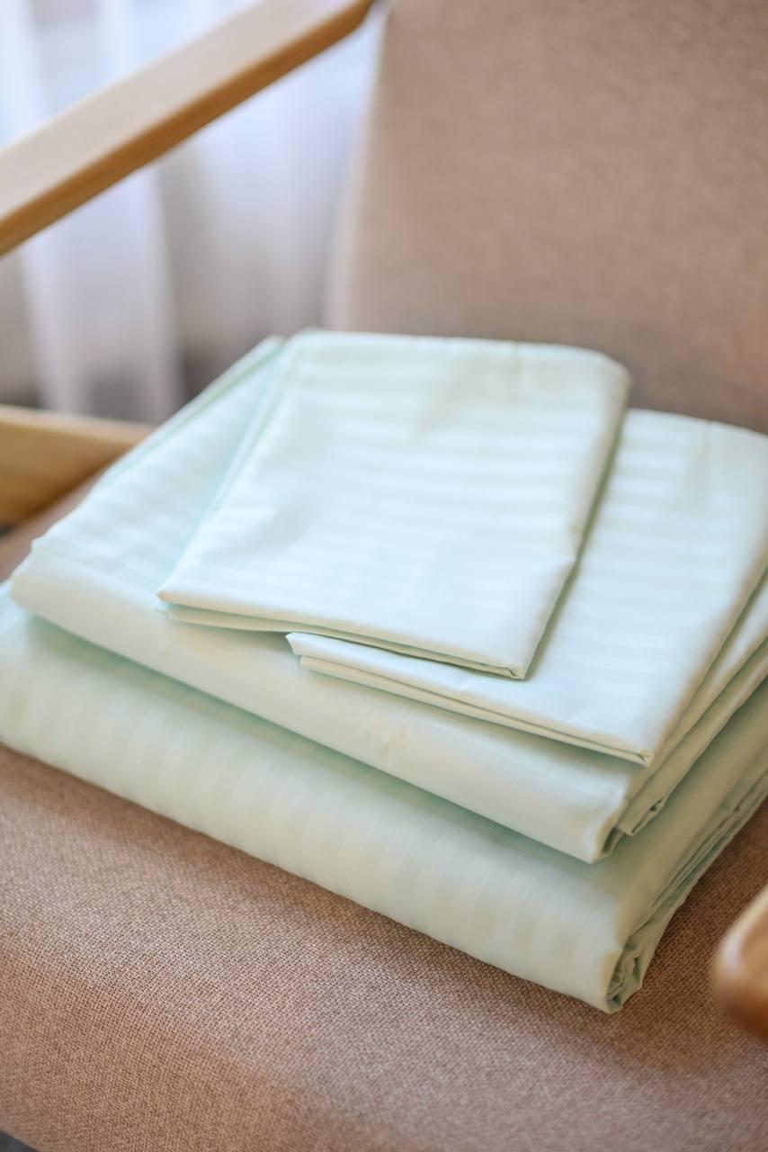 Комплект постельного белья Signorina Siena из страйп-сатина полуторный 50х70 см/70х70 см Мятный (0013P) - фото 4