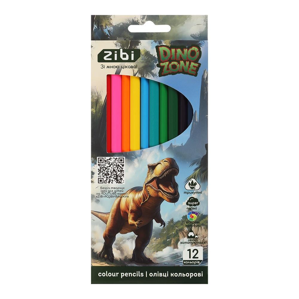 Олівці кольорові ZiBi Kids Line Dino трикутний корпус 12 кольорів (MTT-201080)