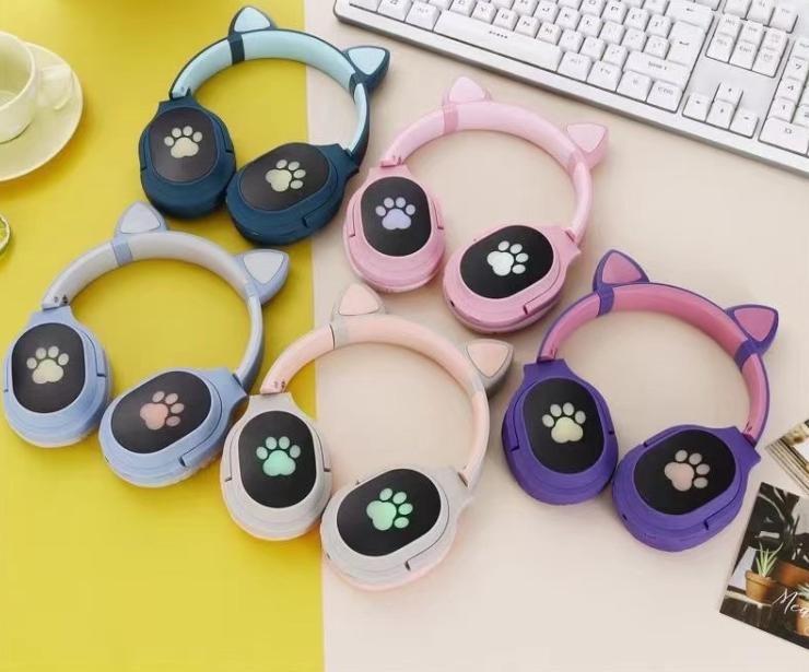 Беспроводные Bluetooth наушники с ушками Kids (VZV-380M pink Cat) - фото 2