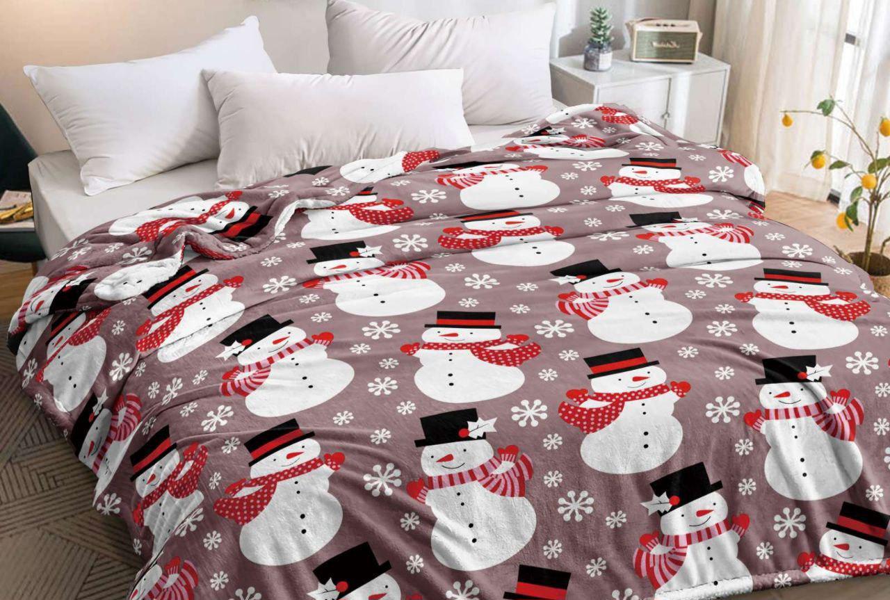 Плед София Веселые снеговики велсофт полуторный 150х215 см (1640)