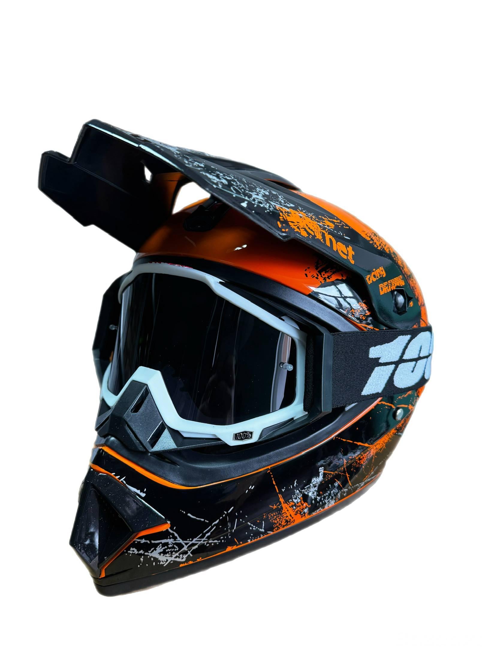 Мотошлем эндуро кроссовый Helmet Orange M Оранжевый и очки Profi 100% Черно-белый (0176) Мотошлем эндуро кроссовый Helmet Orange M Оранжевый и очки Profi 100% Черно-белый (0176)