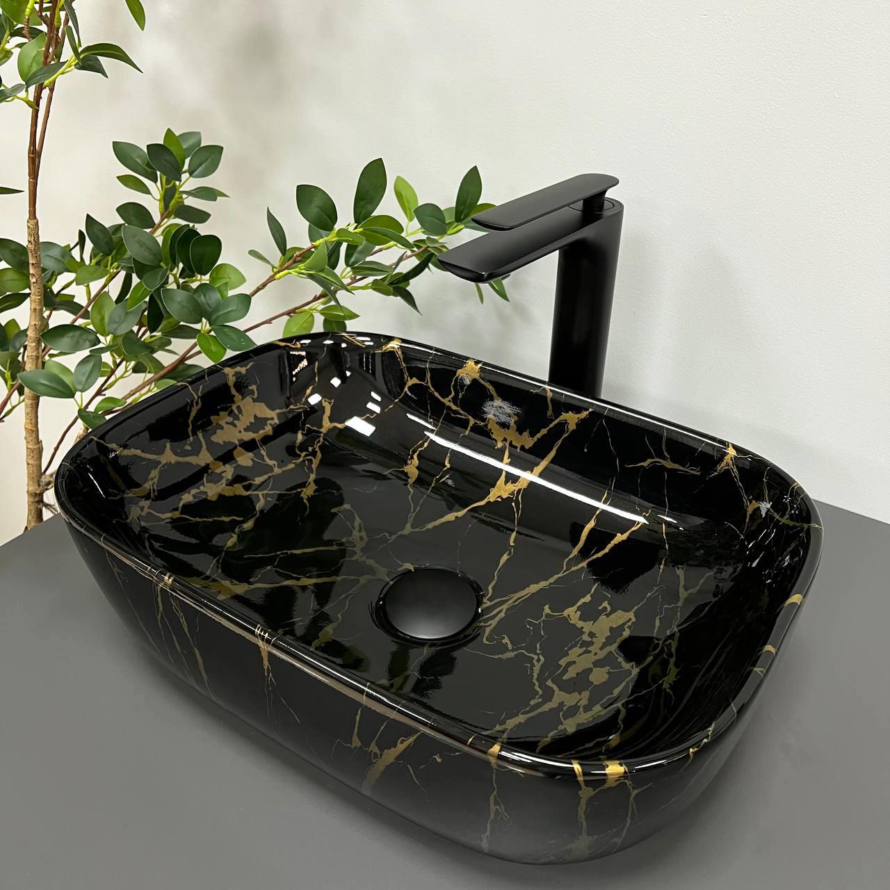 Умывальник накладной VBI RAVENNA Marble Black Glossy (2810372580)