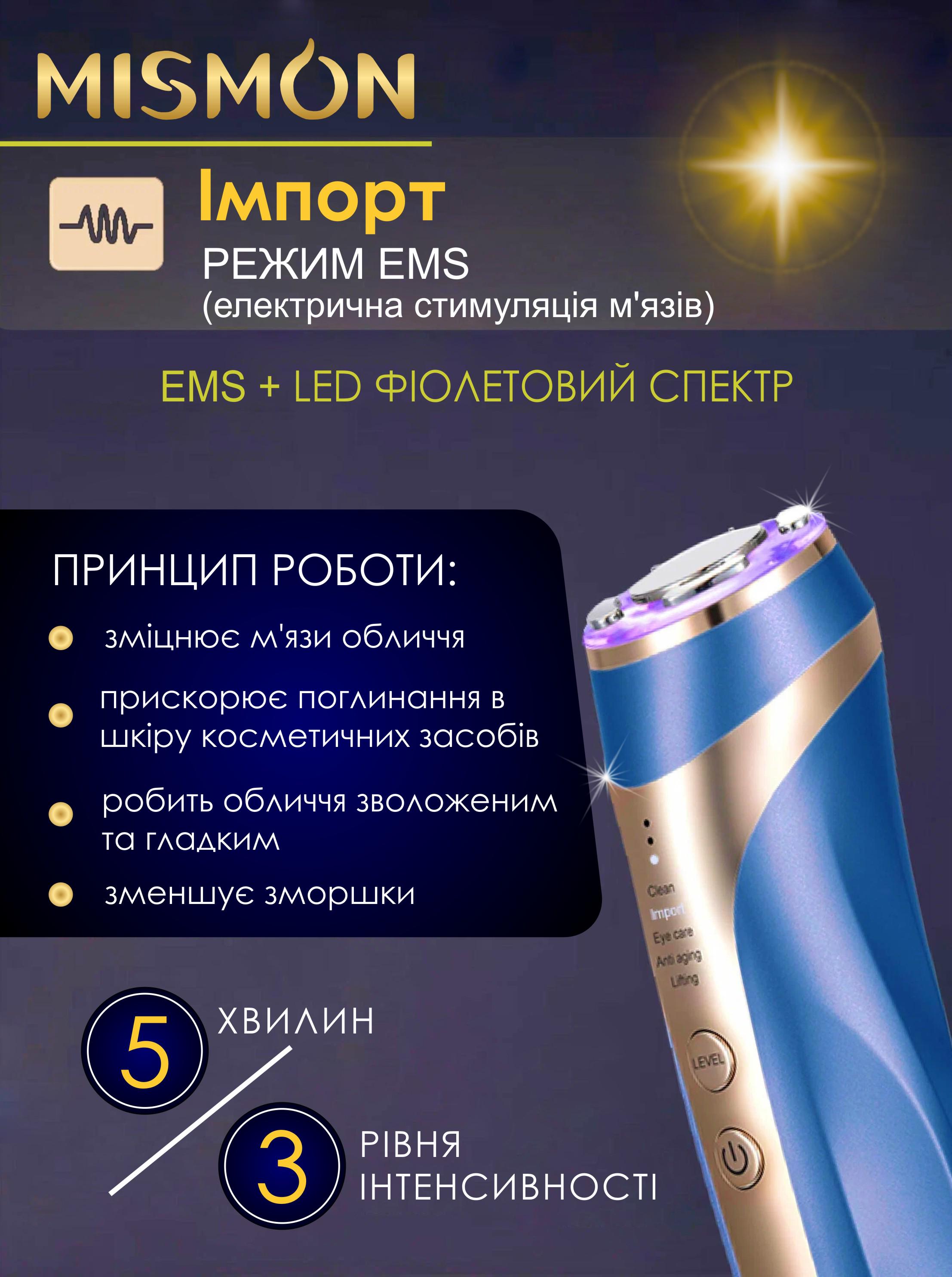 Масажер для догляду за обличчям Mismon MS-318C RF ліфтинг/EMS терапія/ультразвук (463404434) - фото 6