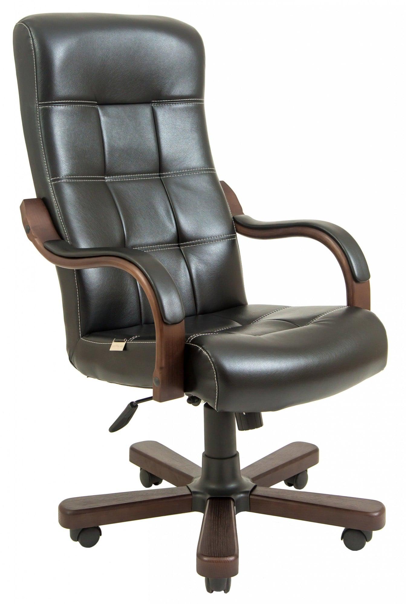 Офисное кресло руководителя Richman Virginia кожа Комбо Wood Lux М3 MultiBlock Черный (605c9a27dfe672141c1092a0)