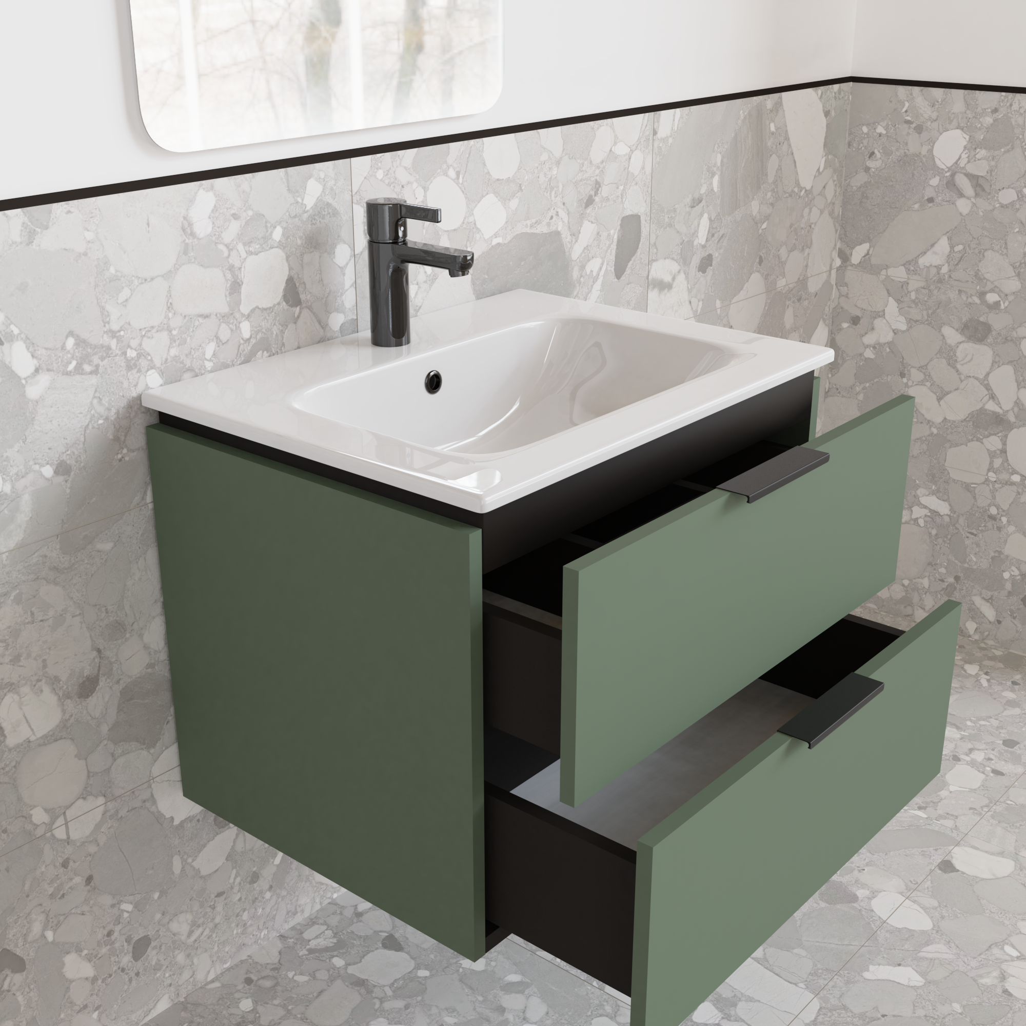 Тумба підвісна з раковиною MVK Vostok Icon 55 В2 550х450х530 мм Зелений димчастий (p255gr) - фото 3