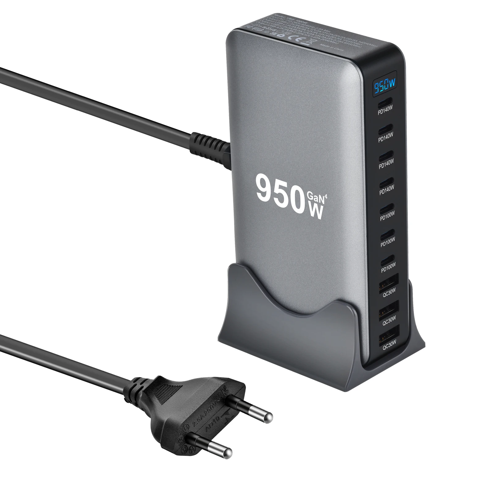 Зарядное устройство сетевое Gan 3 YMX-950W 10 портов Черный Зарядное устройство сетевое Gan 3 YMX-950W 10 портов Черный