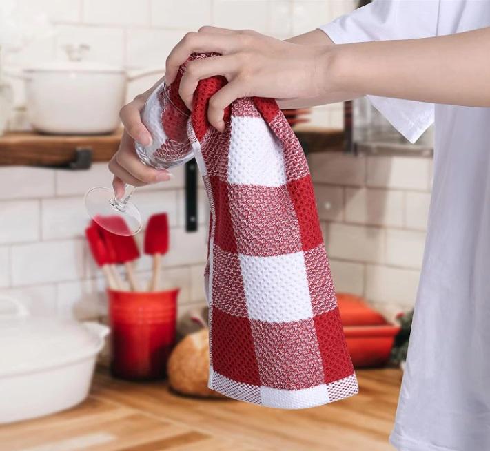 Набор кухонных полотенец Premium Soft 6в1 100% хлопок 34х34 см Красно-белый (NRK0004) - фото 5 Набор кухонных полотенец Premium Soft 6в1 100% хлопок 34х34 см Красно-белый (NRK0004) - фото 5