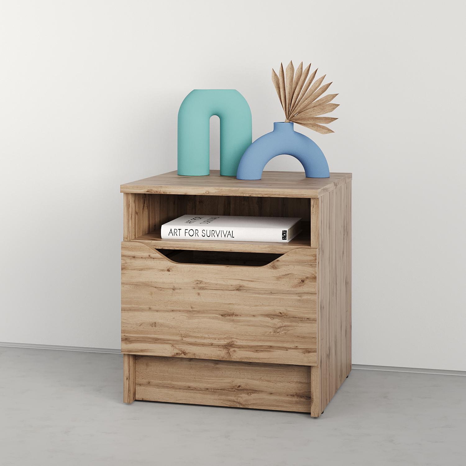 Тумба приліжкова MebelStar Лілу 40x40x44,5 см Дуб тахо (MBS-1384) - фото 1 Тумба приліжкова MebelStar Лілу 40x40x44,5 см Дуб тахо (MBS-1384) - фото 1