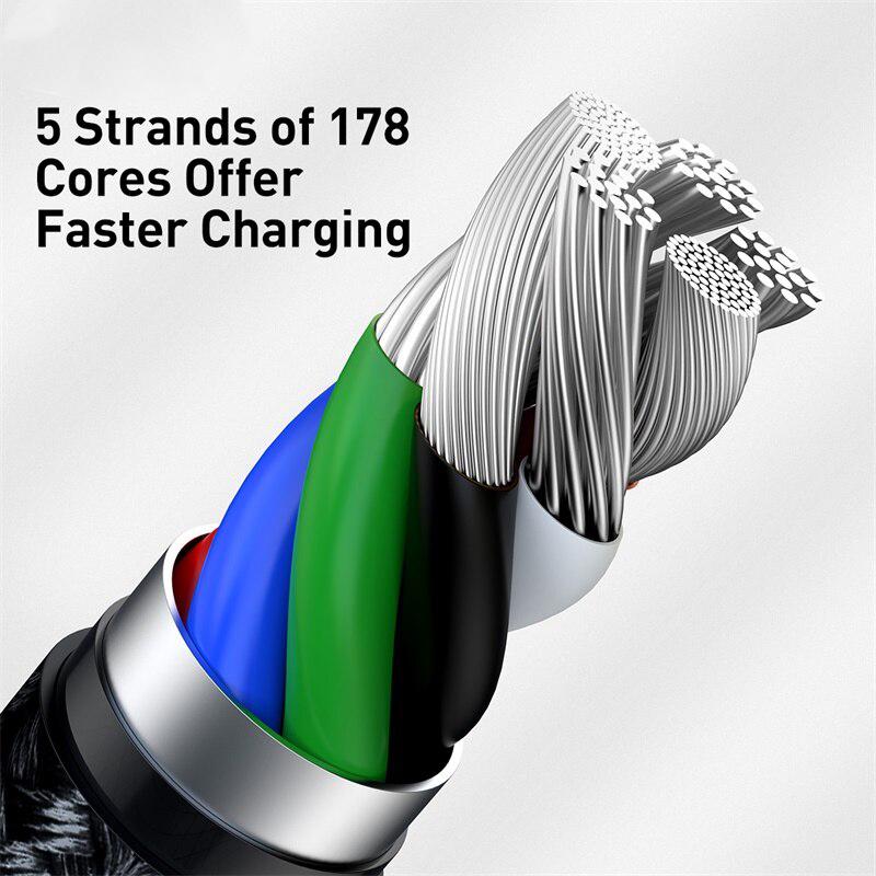 Кабель Type-C Lightning BASEUS Cafule Series Metal Data Cable PD 20W 1m Black (CATLJK-A01) - фото 8